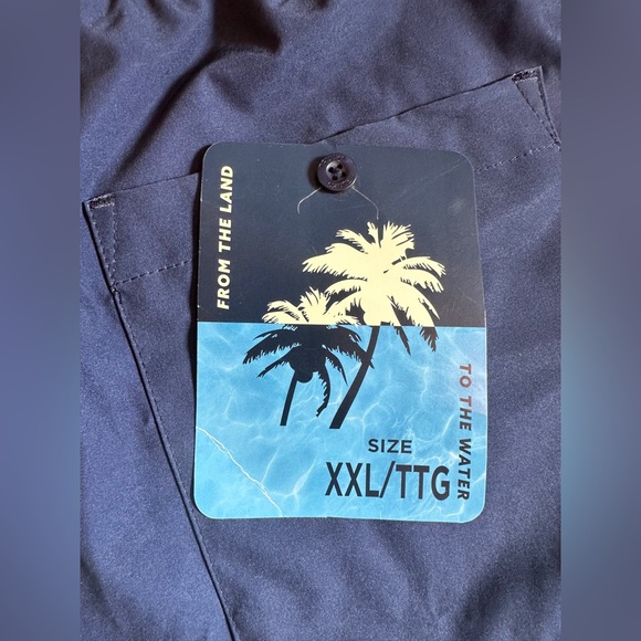 Land To Water Swim Trunks Shorts Swimwear Men’s Size XXL Blue With Pockets NEW - Picture 8 of 8